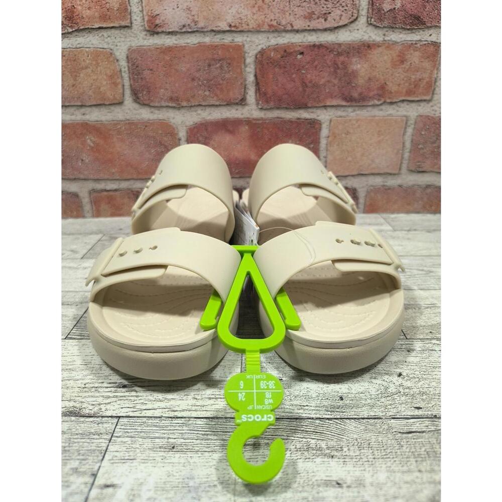 Crocs Brooklyn Buckle Low Low Women's Size 8 Beige Slide Sandals New Tagged - Picture 3 of 10